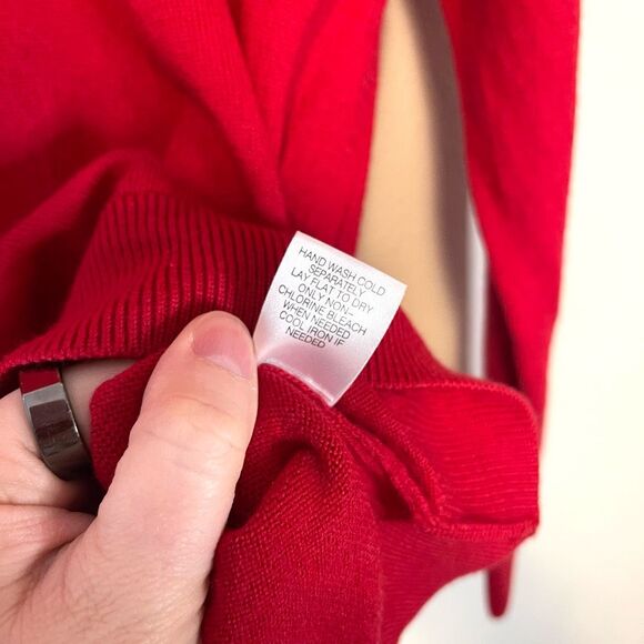 Turnbury 100% Extra Fine Merino Wool V-Neck Red Sweater Size Large - Picture 5 of 7